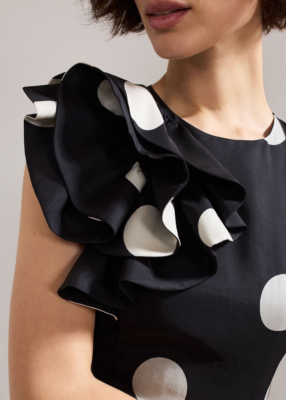 Joslyne Spot Dress - Black/Ivory