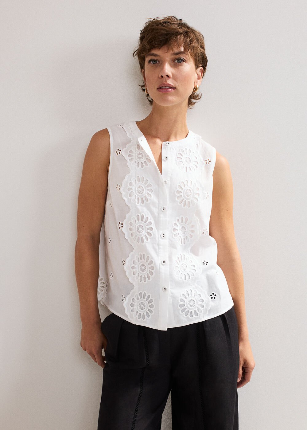 Tilda Broderie Top - White