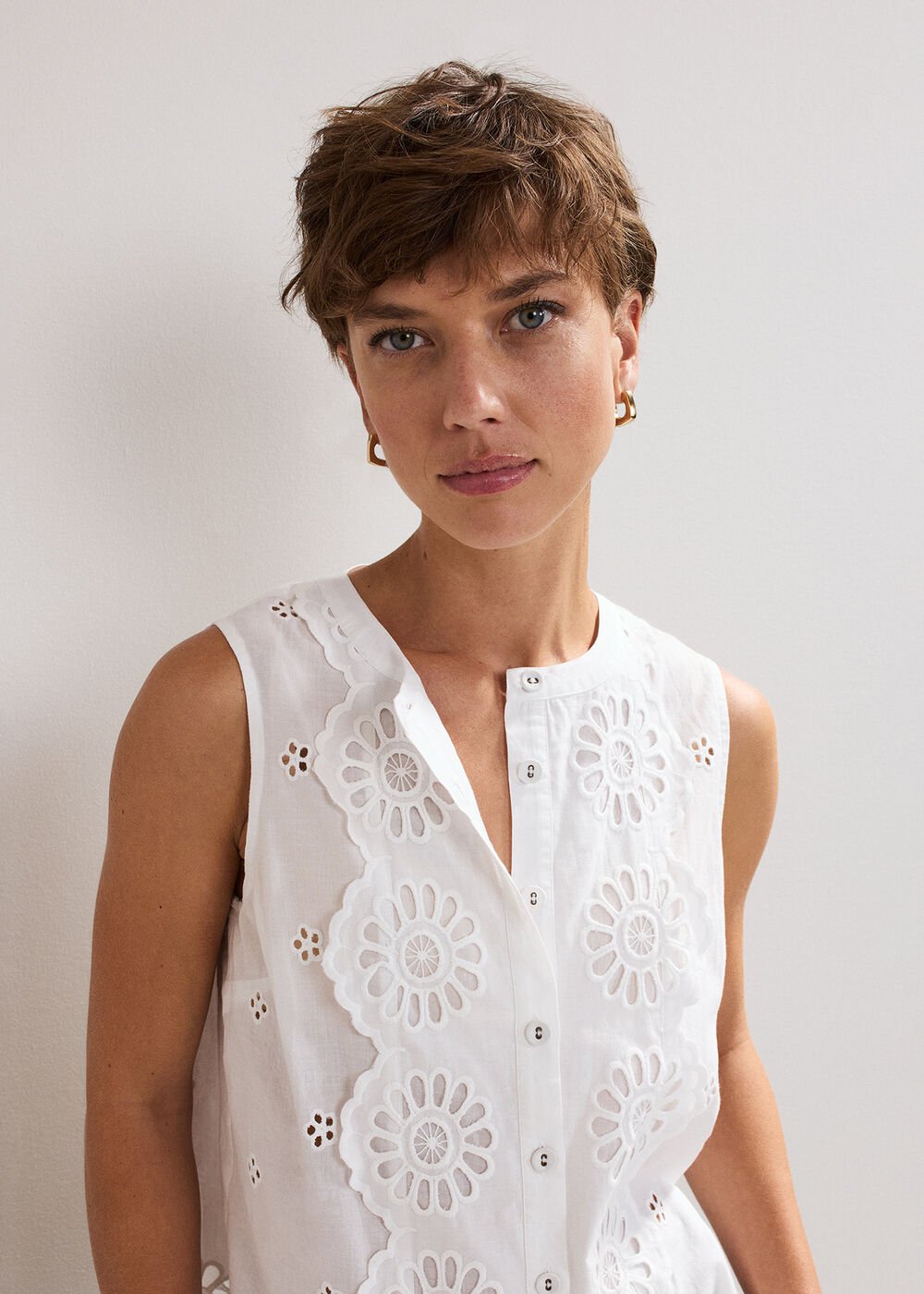 Tilda Broderie Top - White