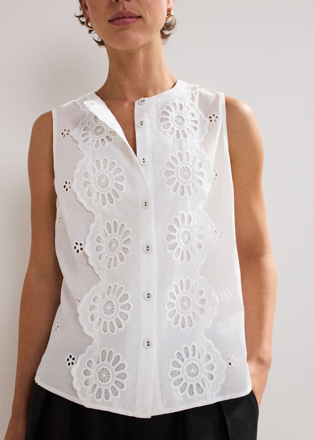 Tilda Broderie Top - White