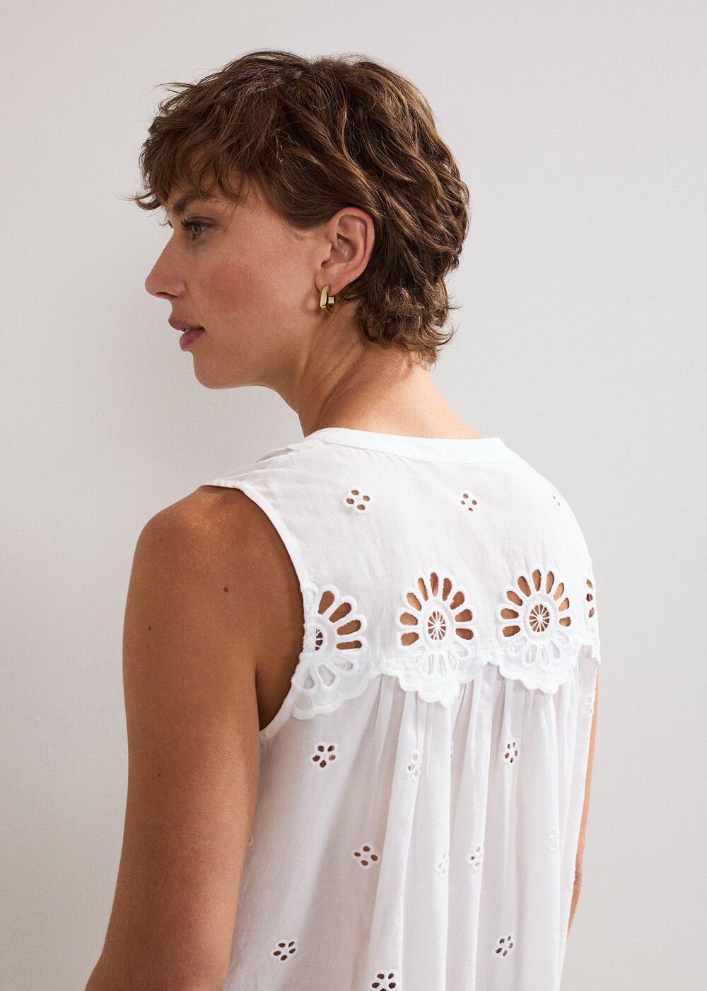 Tilda Broderie Top - White