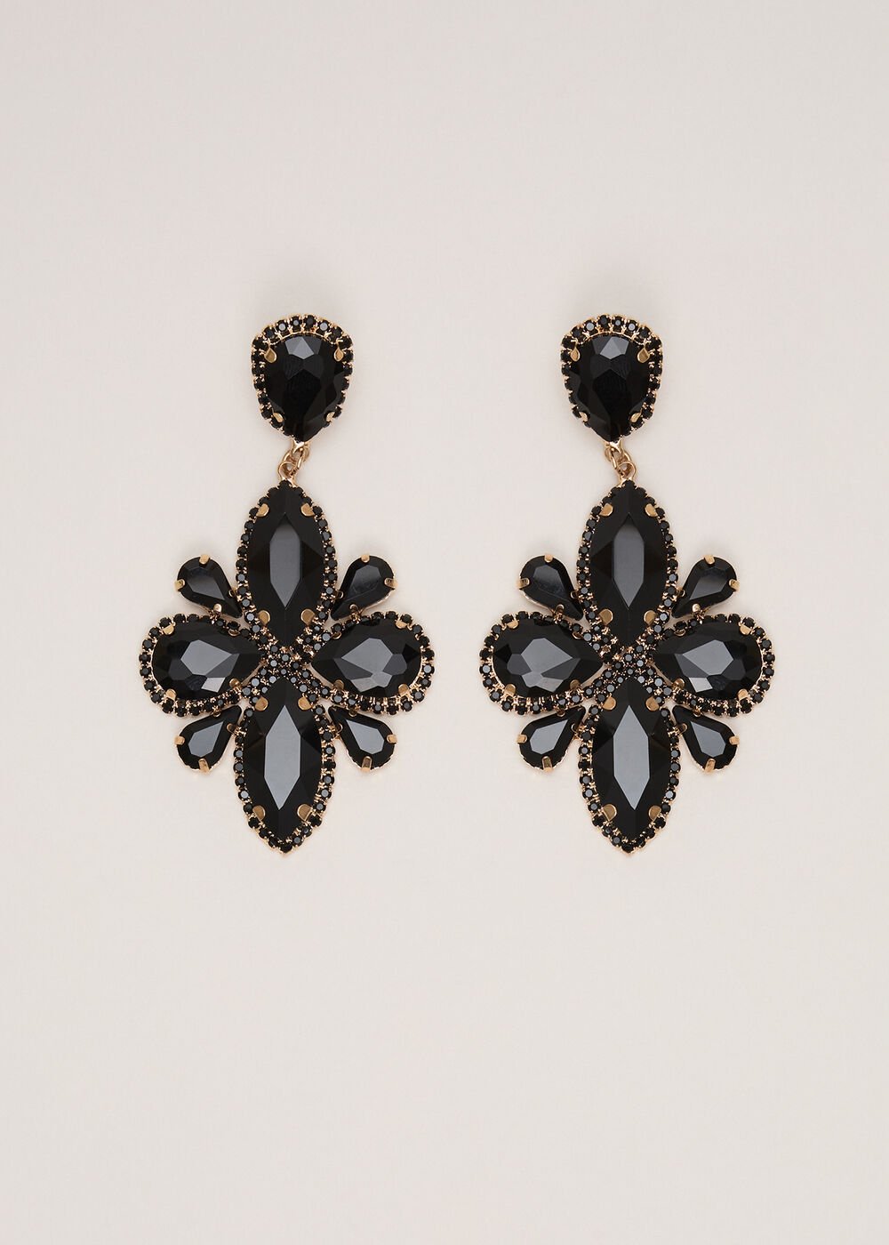 Stone Drop Earrings - Black