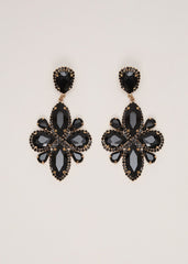 Stone Drop Earrings - Black