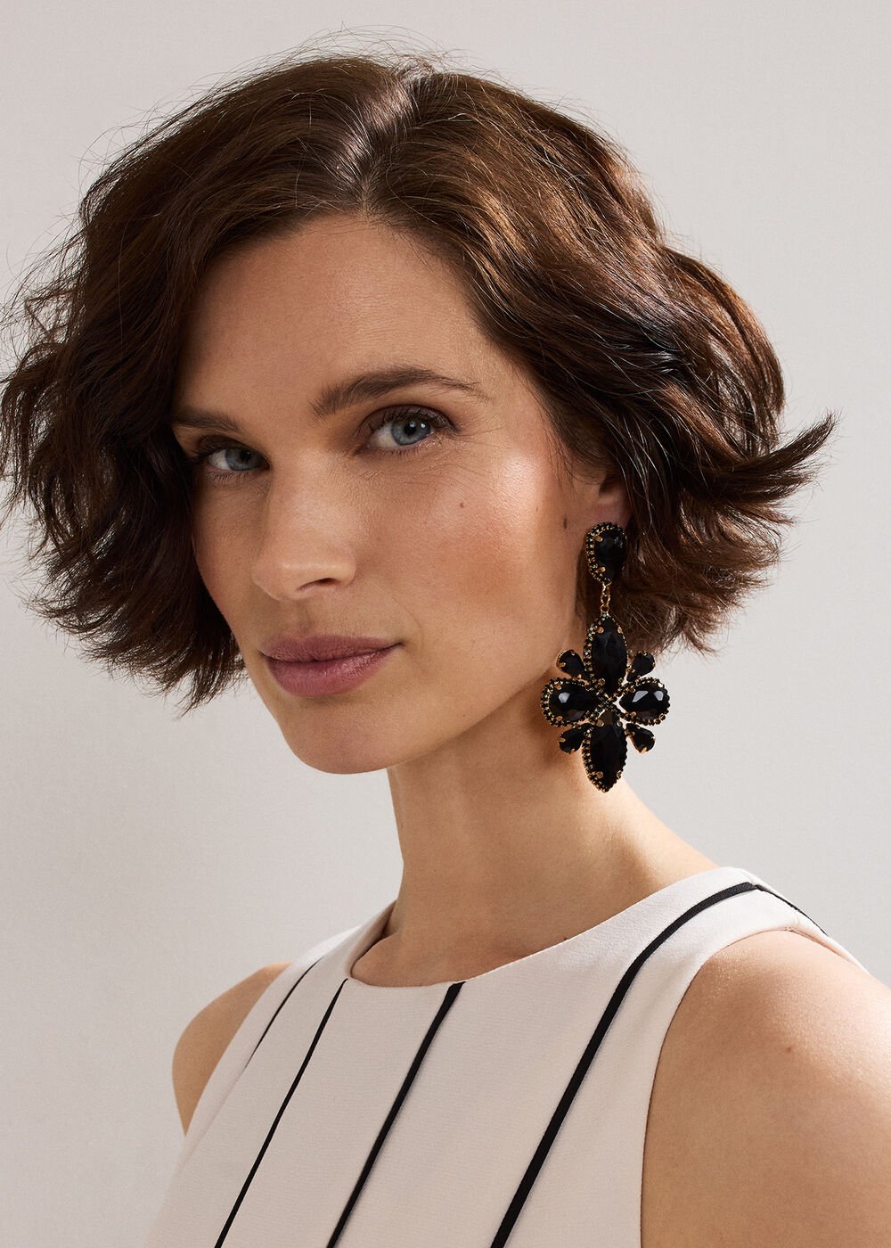 Stone Drop Earrings - Black