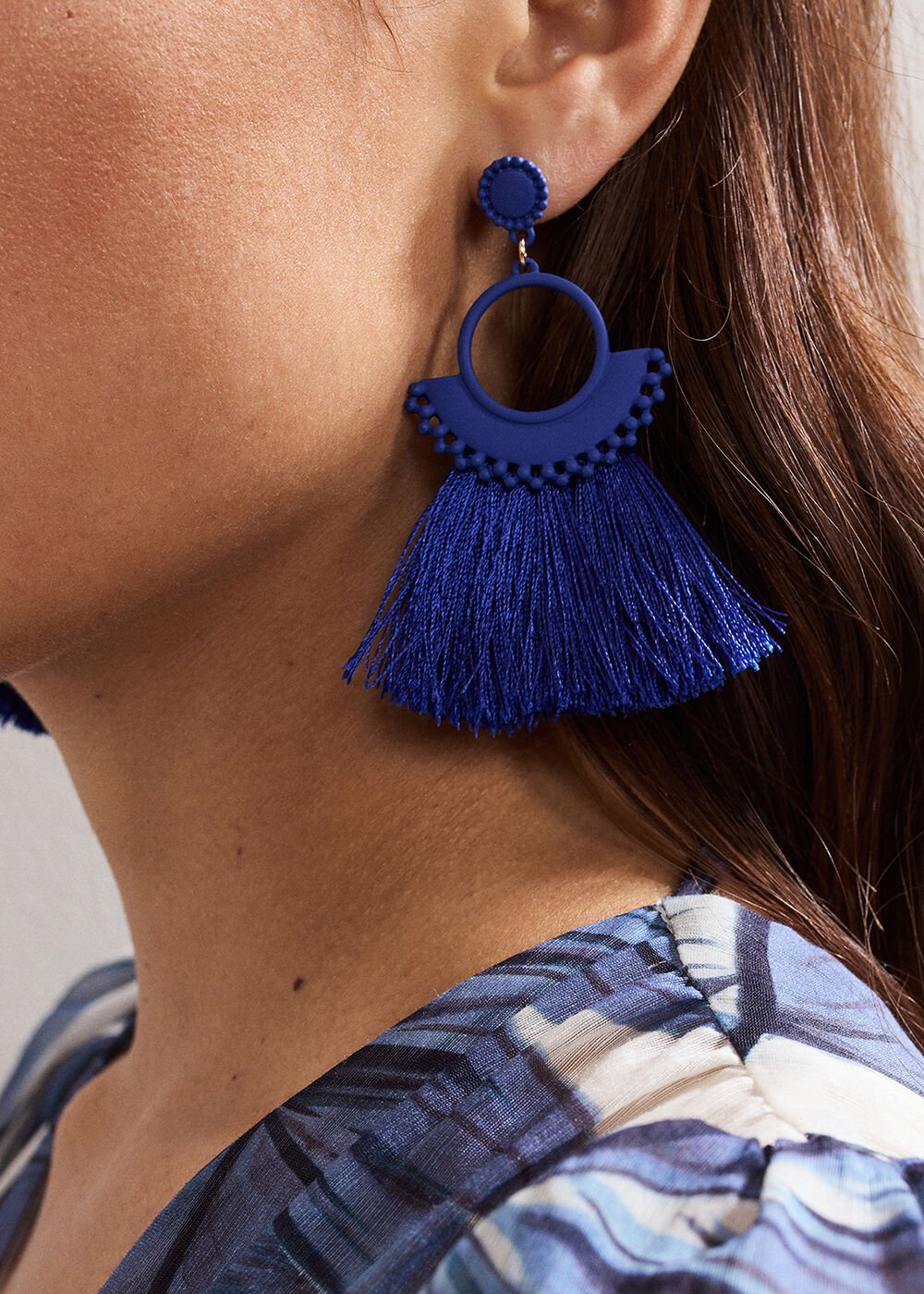Tassle Earrings - Blue