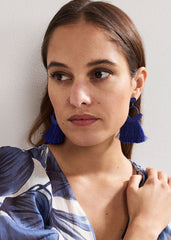 Tassle Earrings - Blue