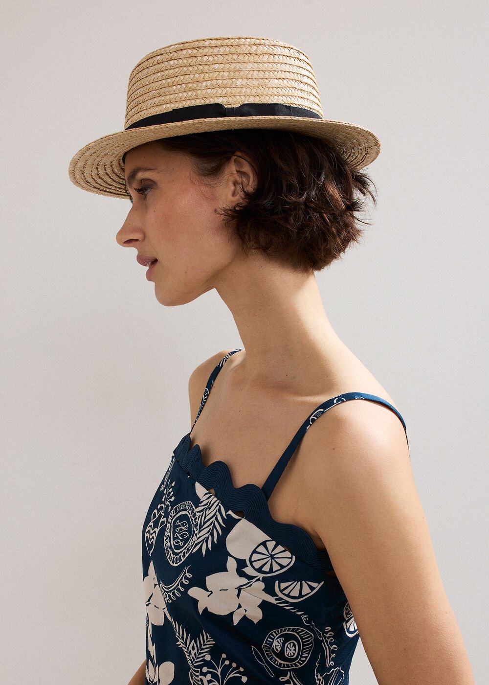 Casual Straw Boater - Neutral