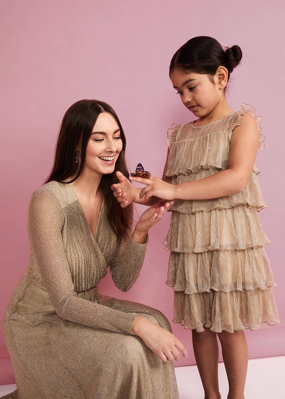 Destiny Plisse Dress - Gold