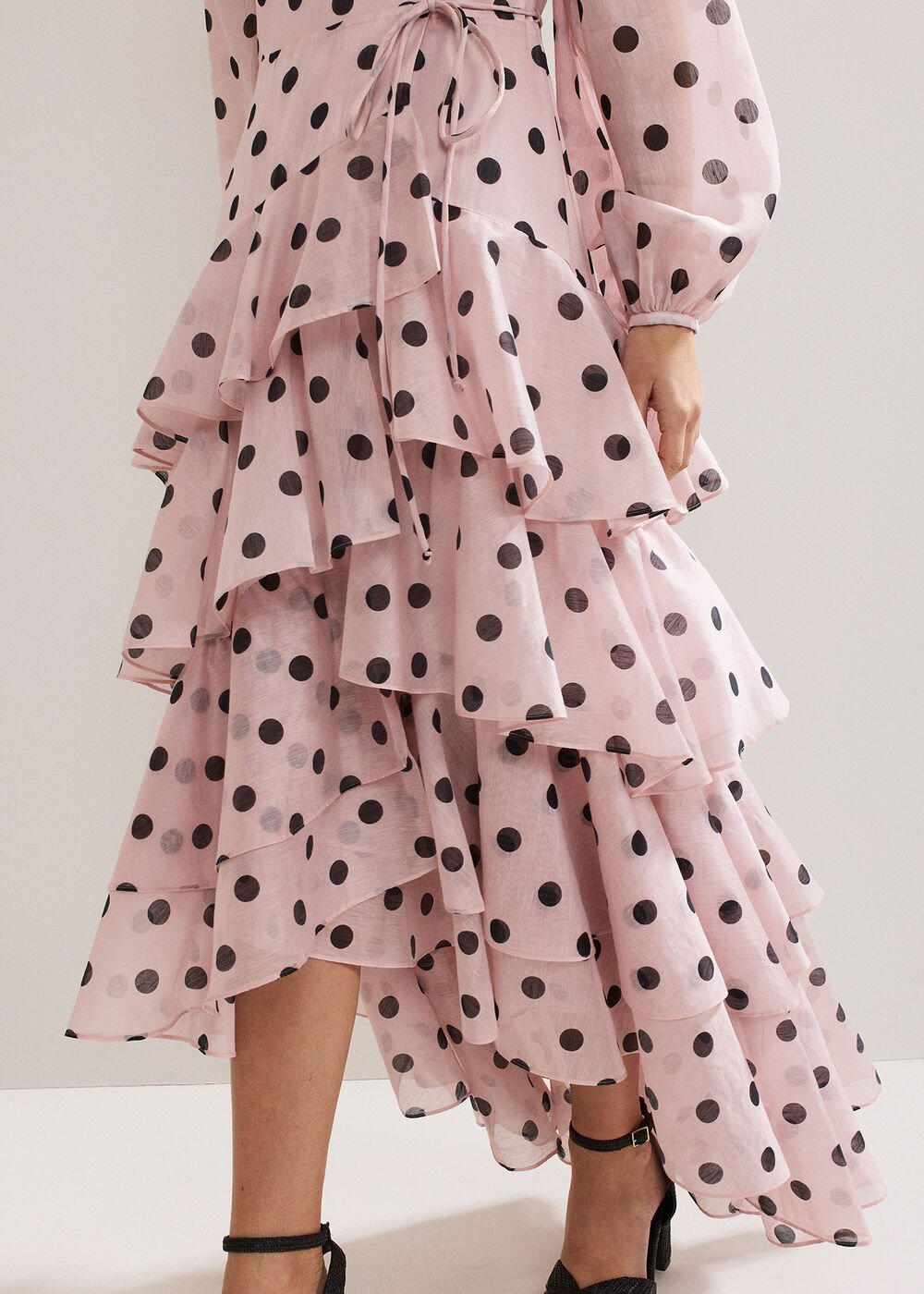 Spot Ruffle Dress - Pink