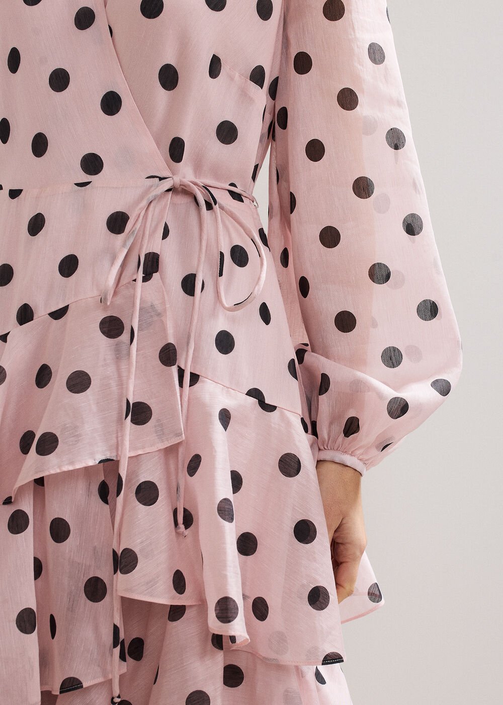 Spot Ruffle Dress - Pink