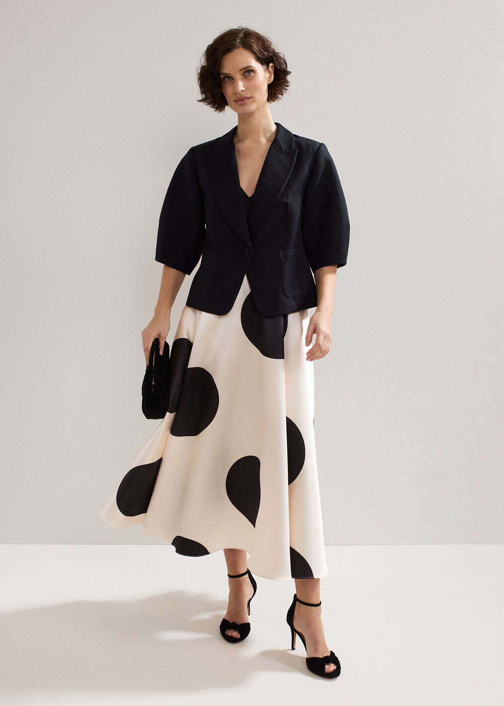 Delie Spot Dress - Black/Ivory