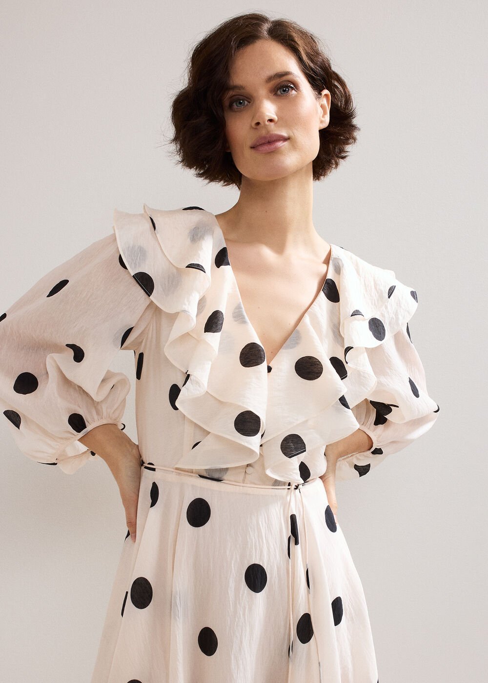 Jaqlyn Spot Dress - Cream