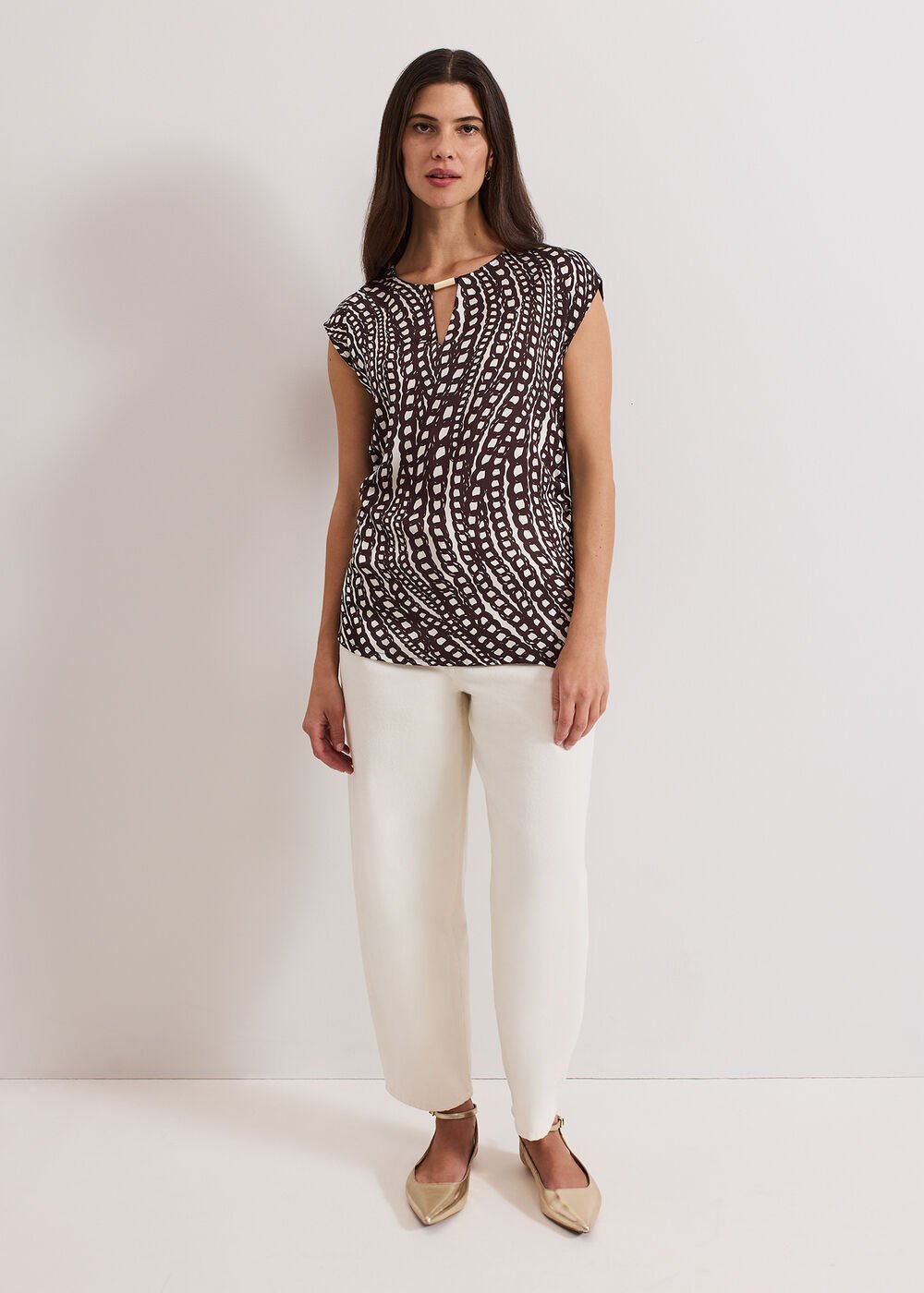 Livie Print Top - Brown
