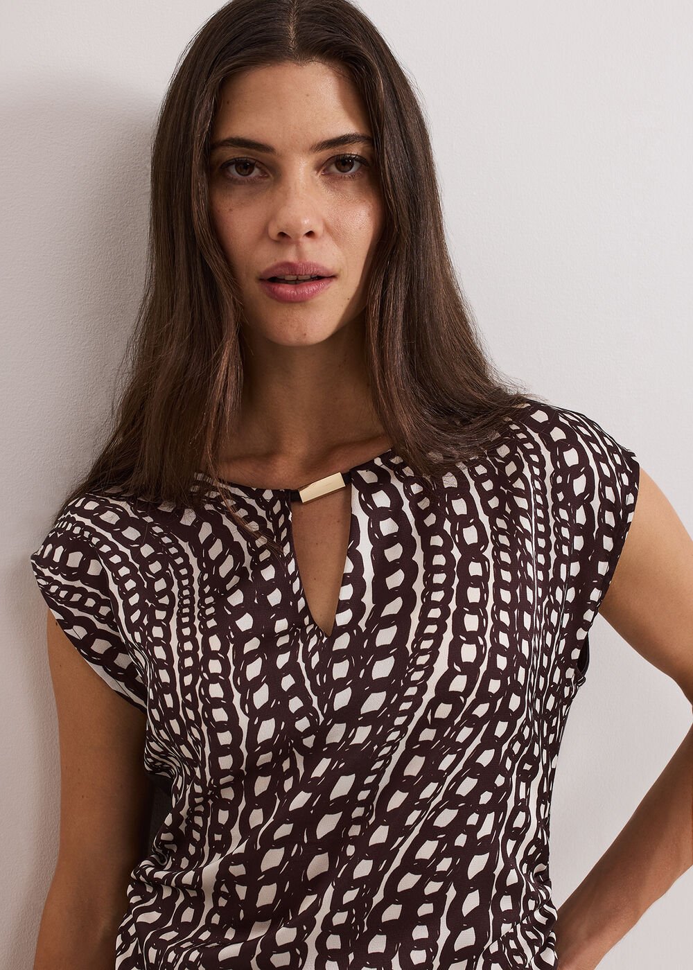 Livie Print Top - Brown
