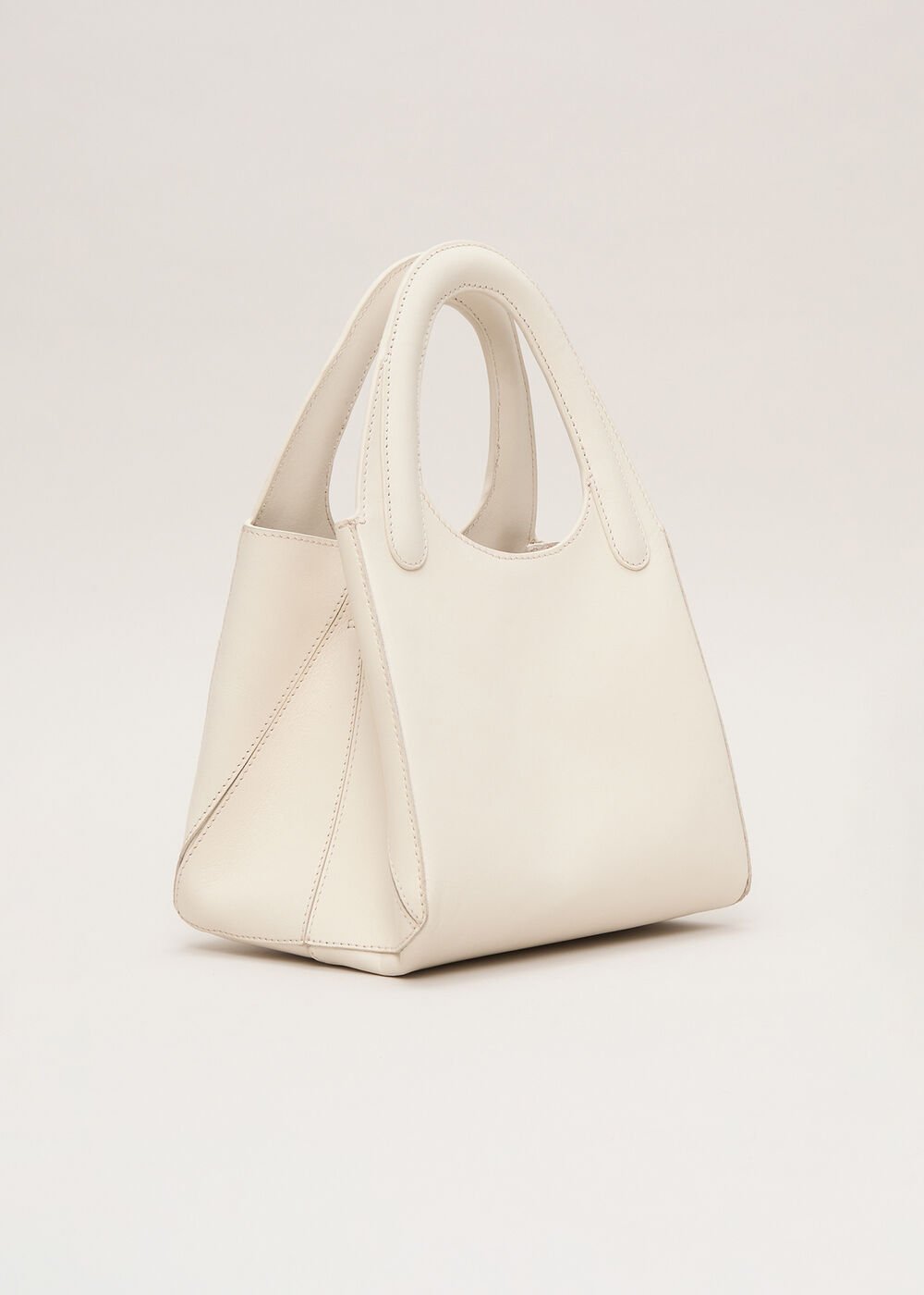 Leather Square Tote - Ivory