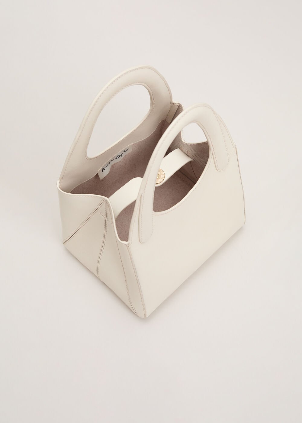 Leather Square Tote - Ivory