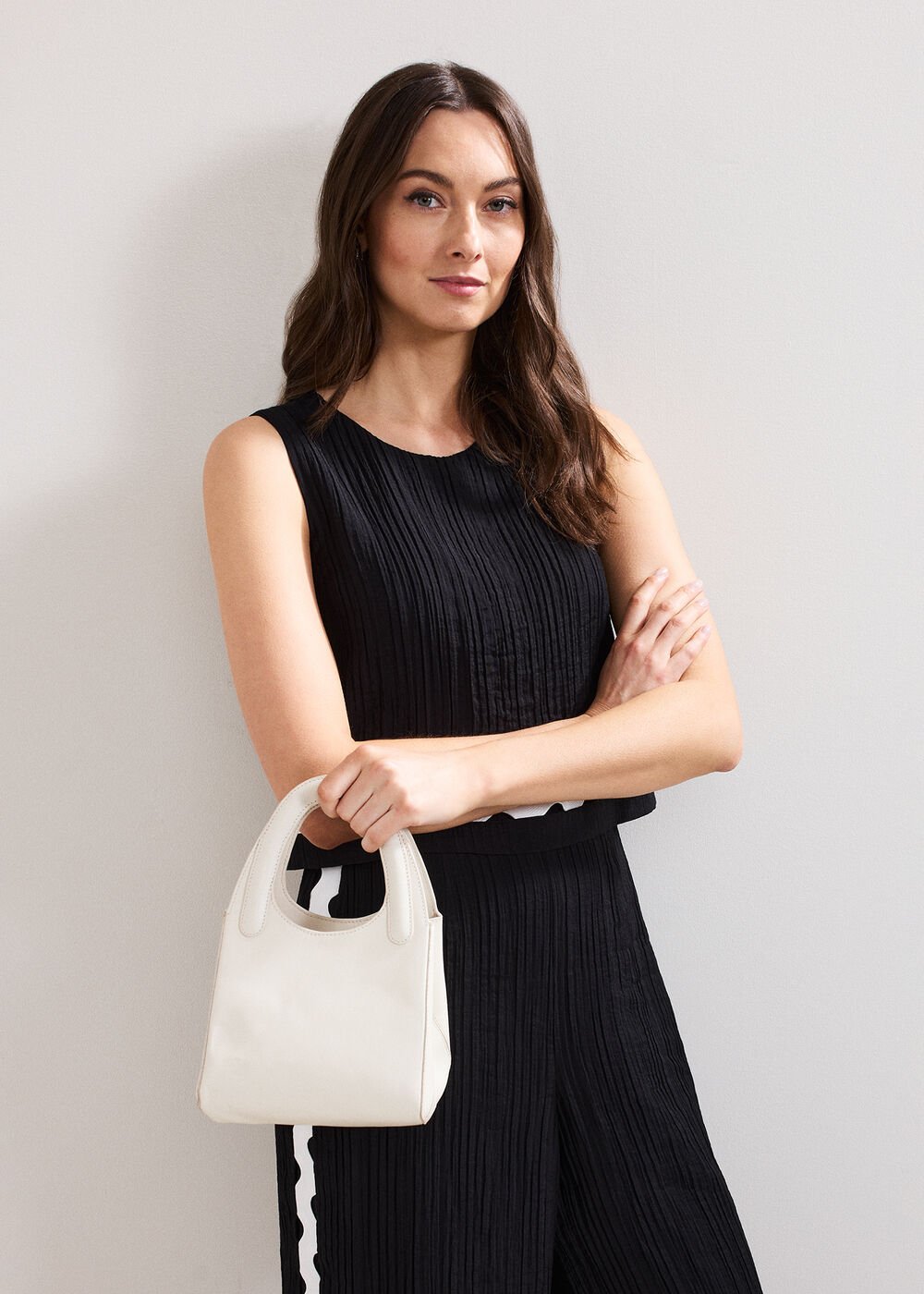 Leather Square Tote - Ivory