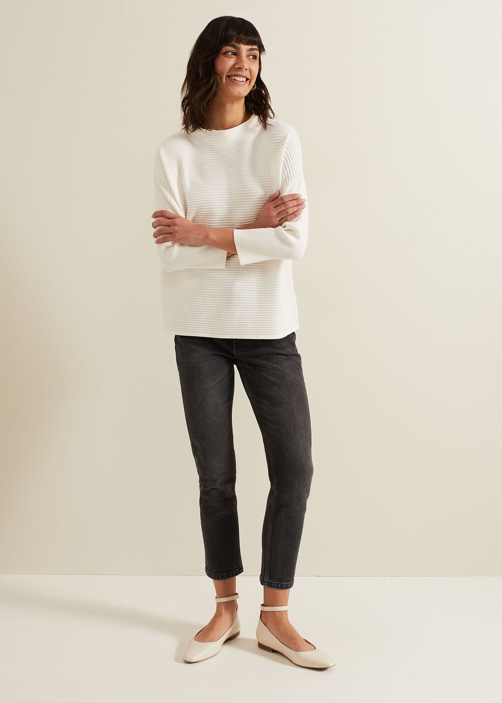 Elise Ripple Jumper - Ivory