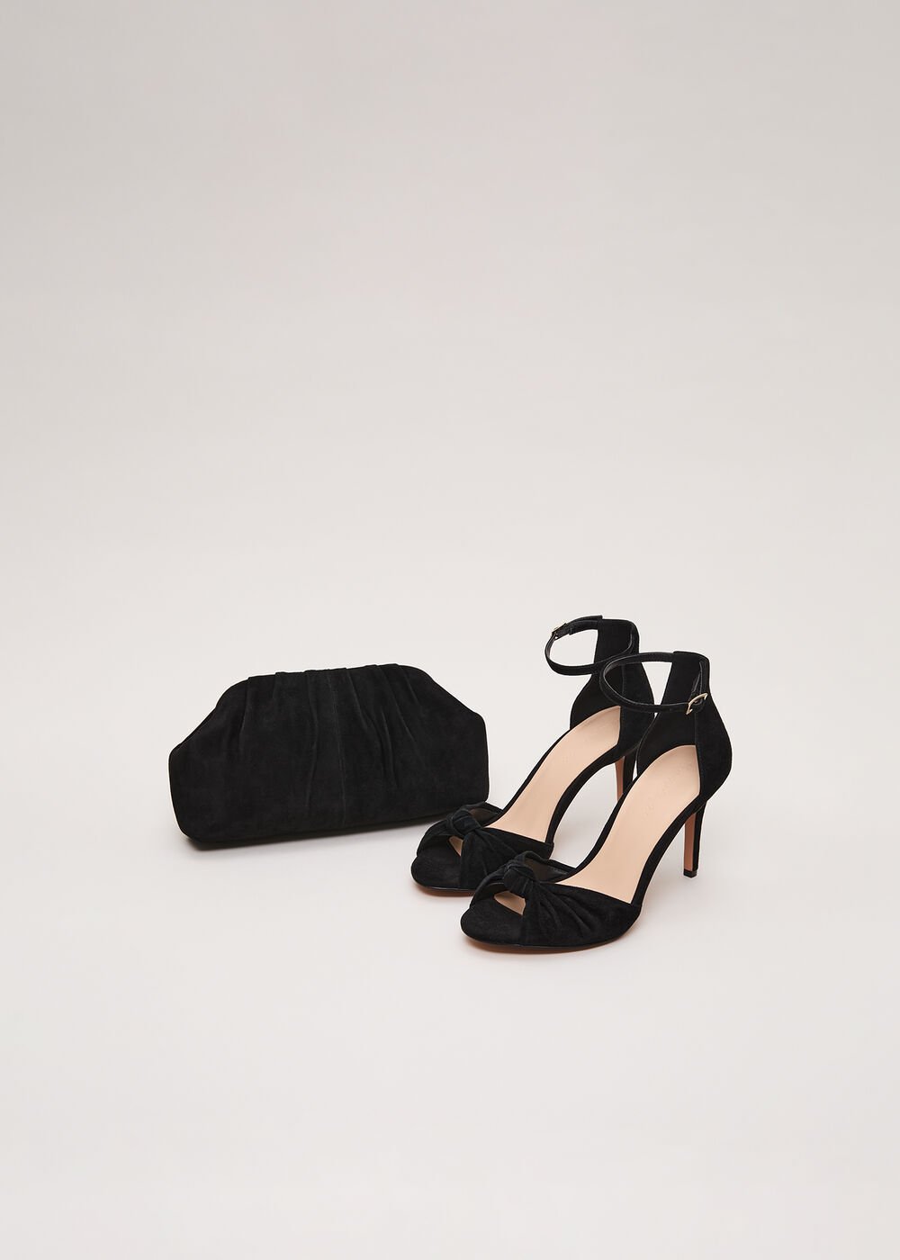 Suede Knotted Sandal - Black