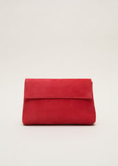 Suede Clutch Bag - Coral