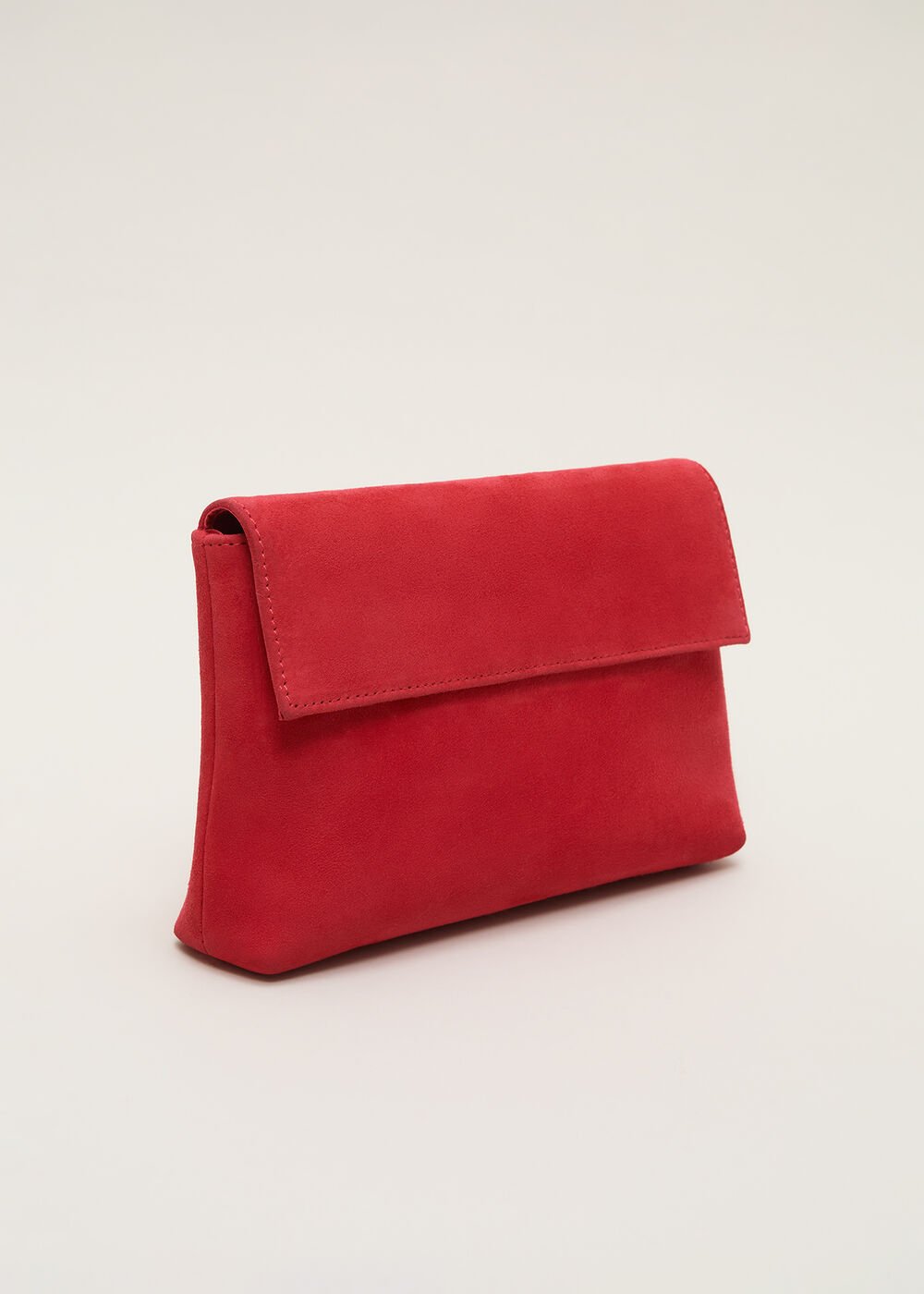 Suede Clutch Bag - Coral