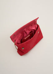 Suede Clutch Bag - Coral