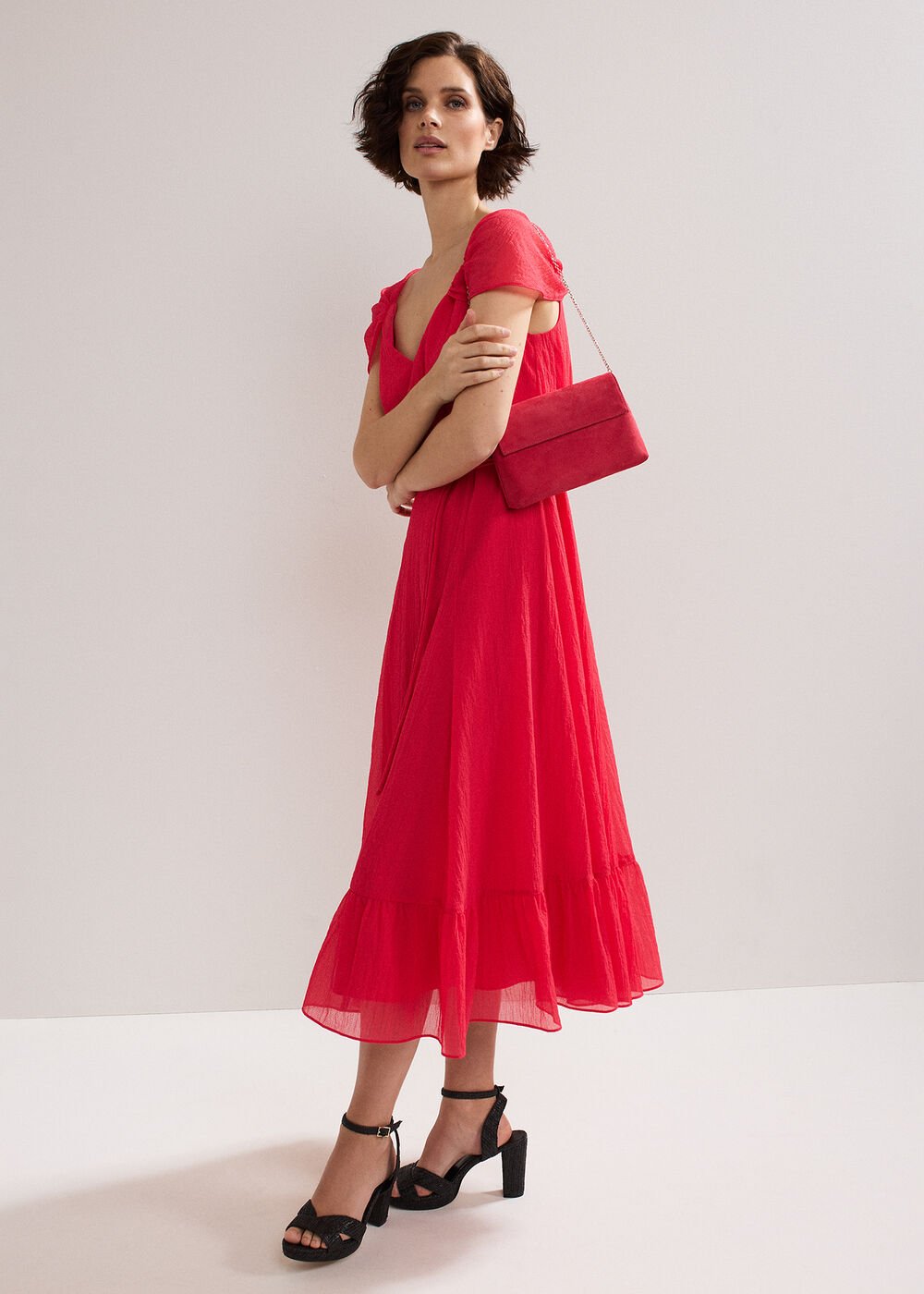 Suede Clutch Bag - Coral