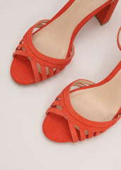 Block Heel Sandals - Orange