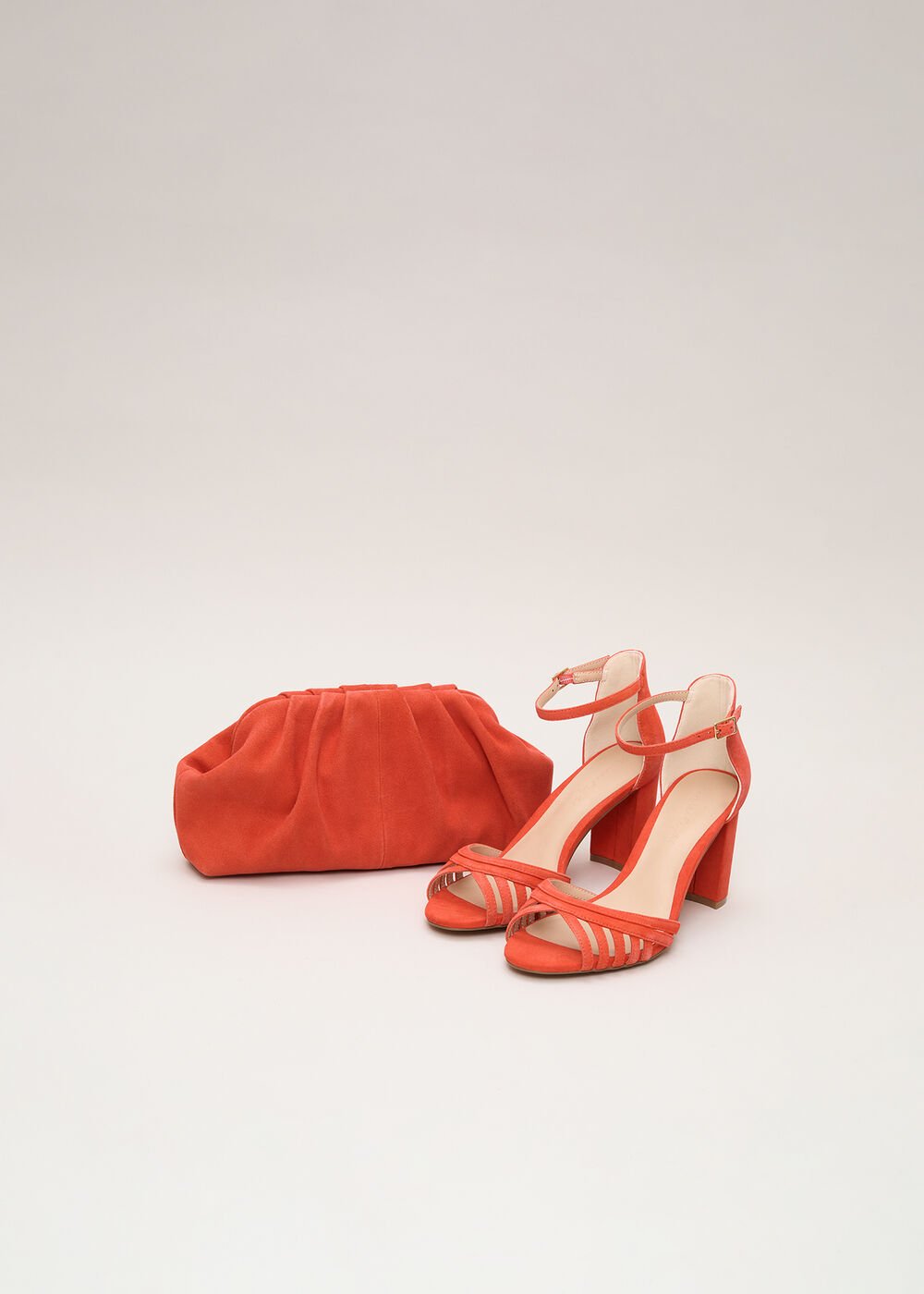 Block Heel Sandals - Orange