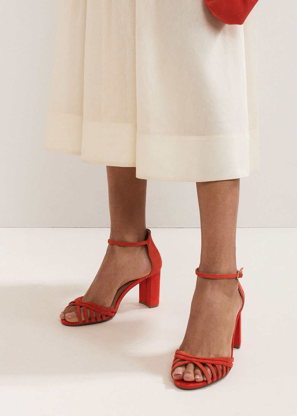 Block Heel Sandals - Orange