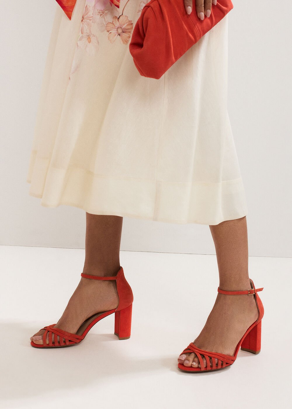Block Heel Sandals - Orange