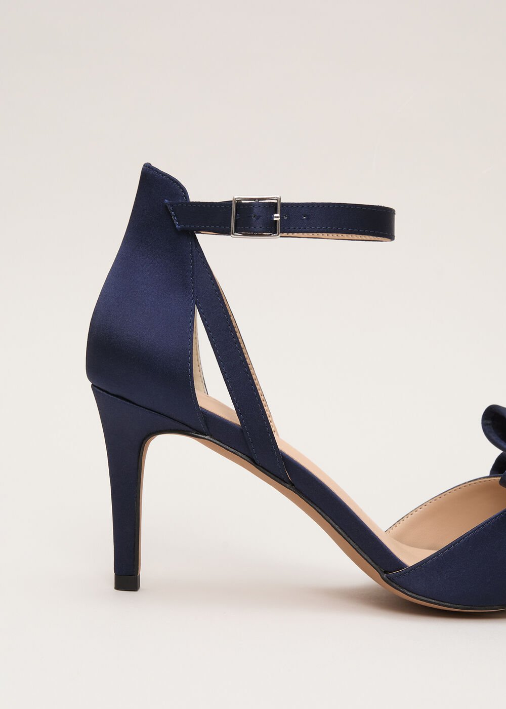 Satin Bow Sandals - Navy