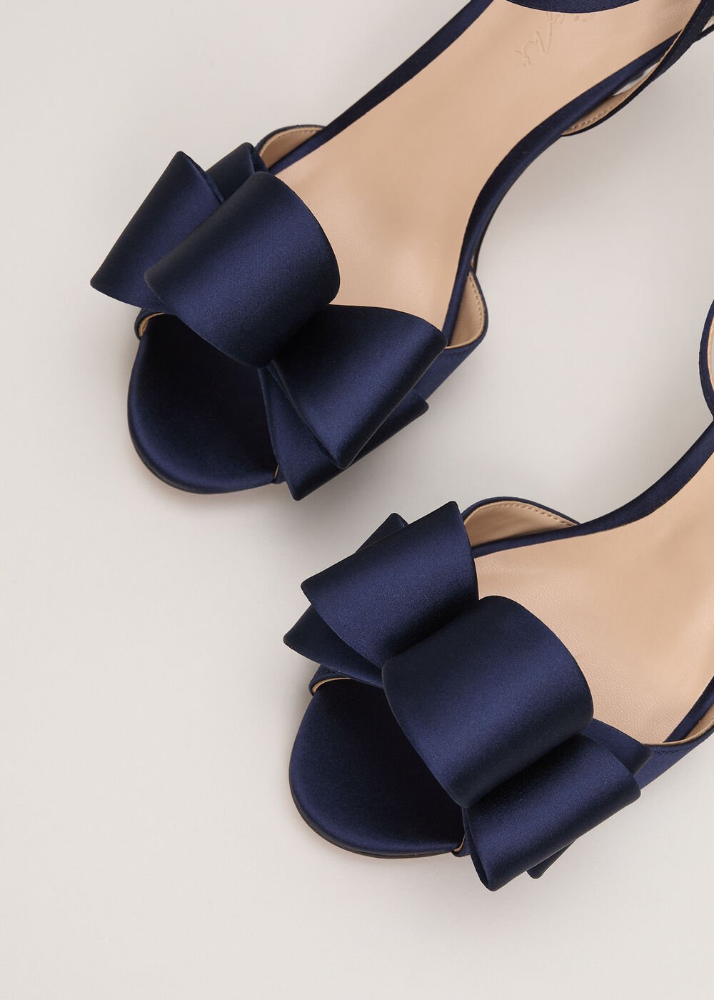 Satin Bow Sandals - Navy