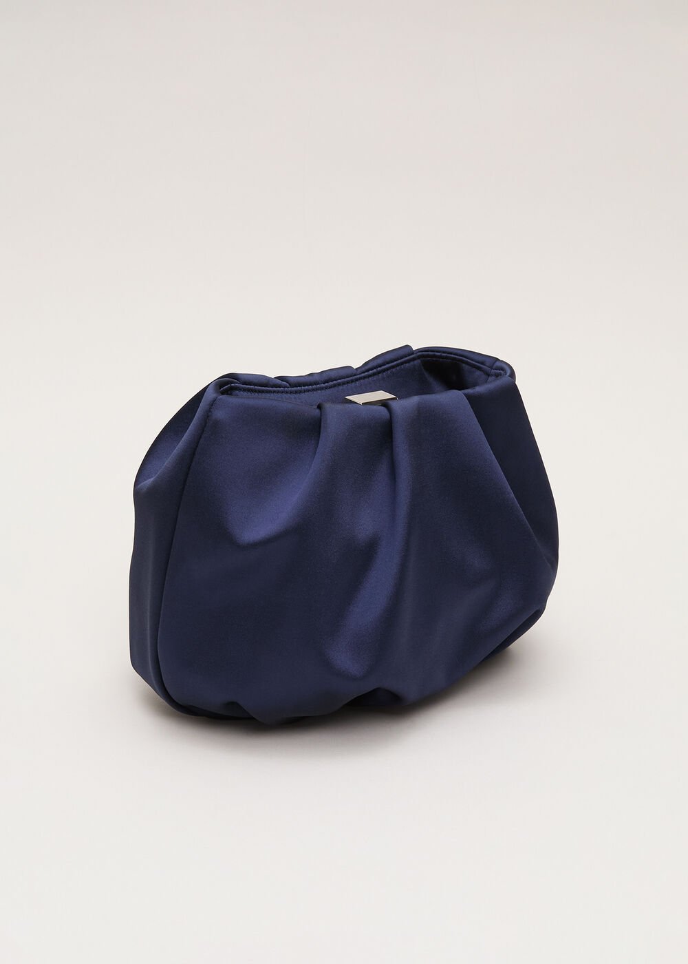Satin Clutch Bag - Navy