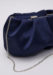 Satin Clutch Bag - Navy