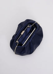Satin Clutch Bag - Navy