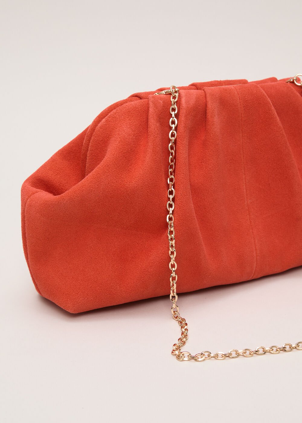 Suede Clutch Bag - Orange