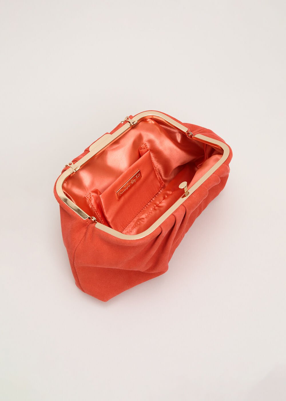 Suede Clutch Bag - Orange