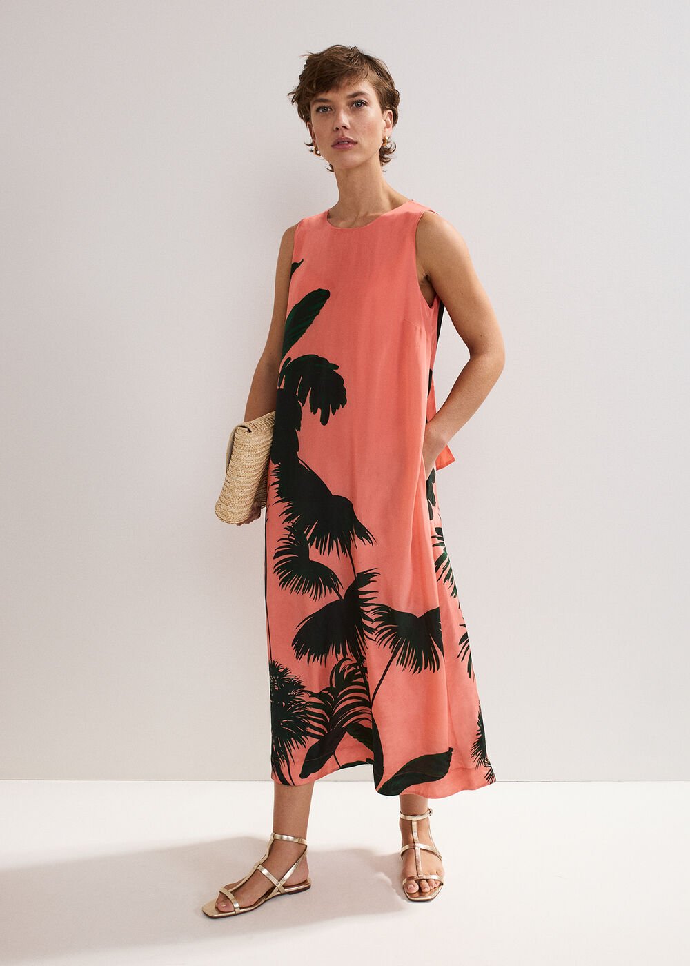 Leila Palm Dress - Coral