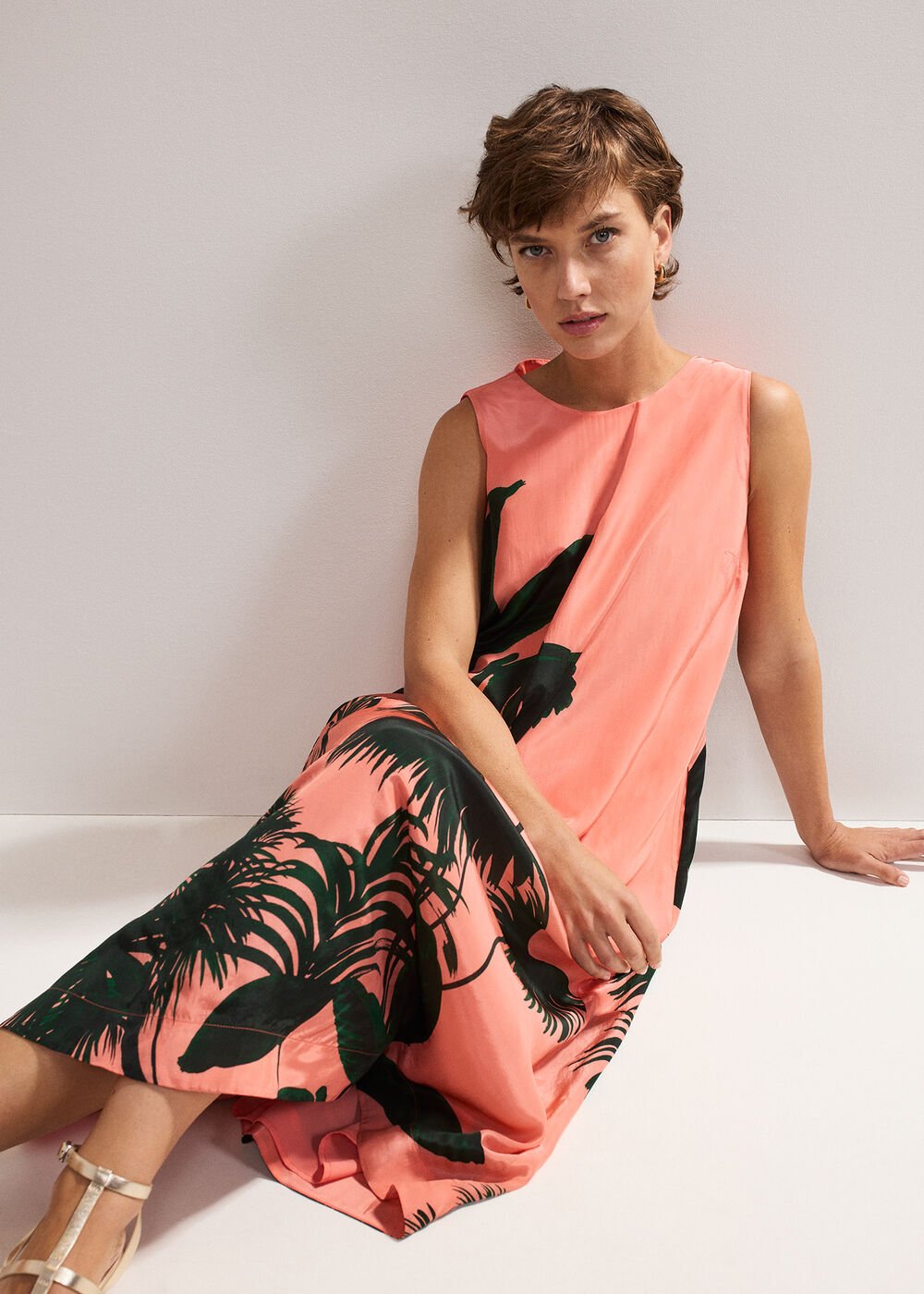 Leila Palm Dress - Coral