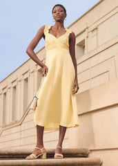 Hannah Linen Dress - Yellow