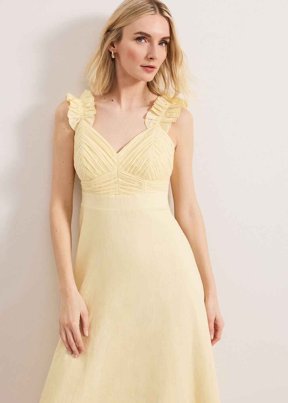 Hannah Linen Dress - Yellow