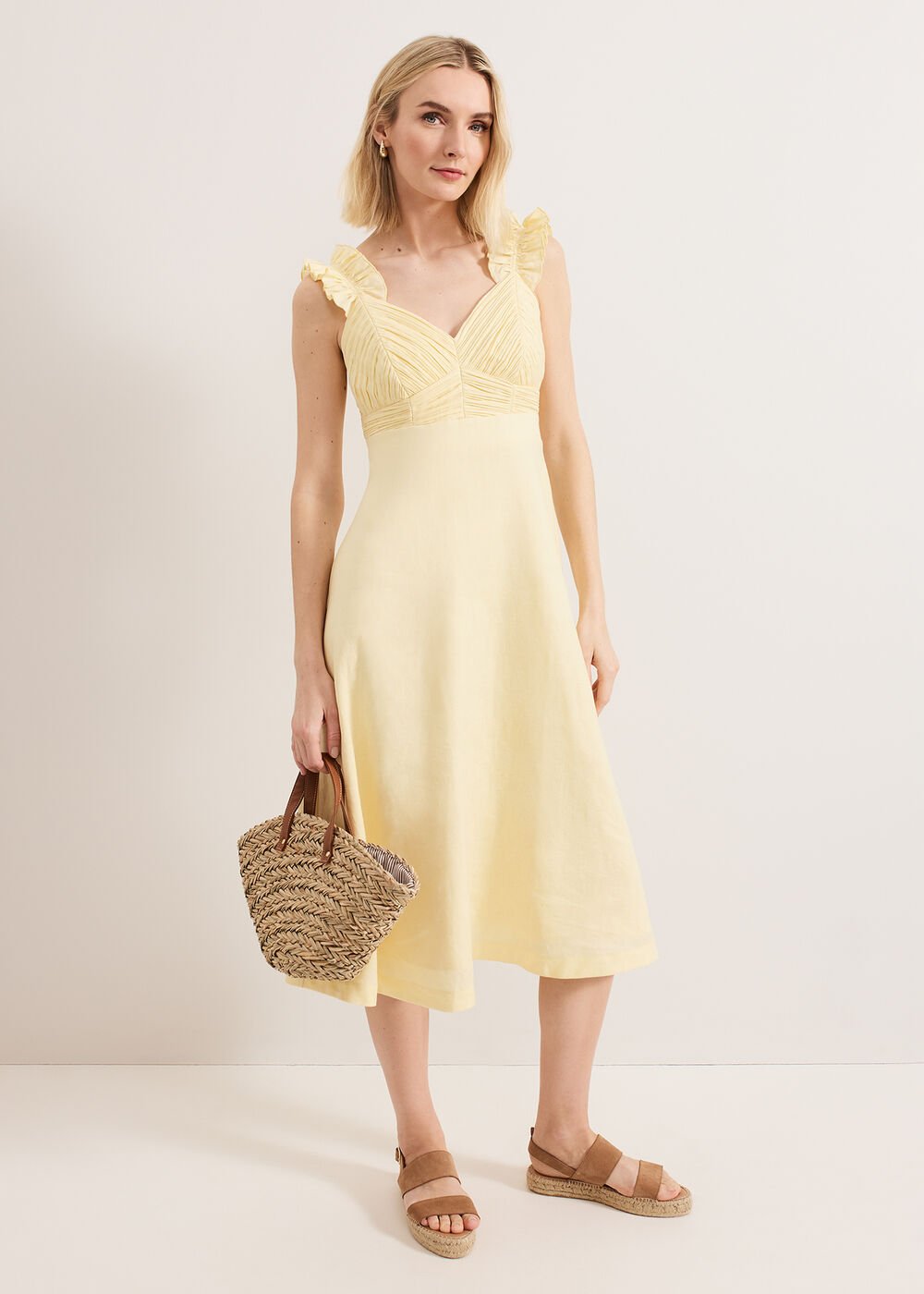 Hannah Linen Dress - Yellow