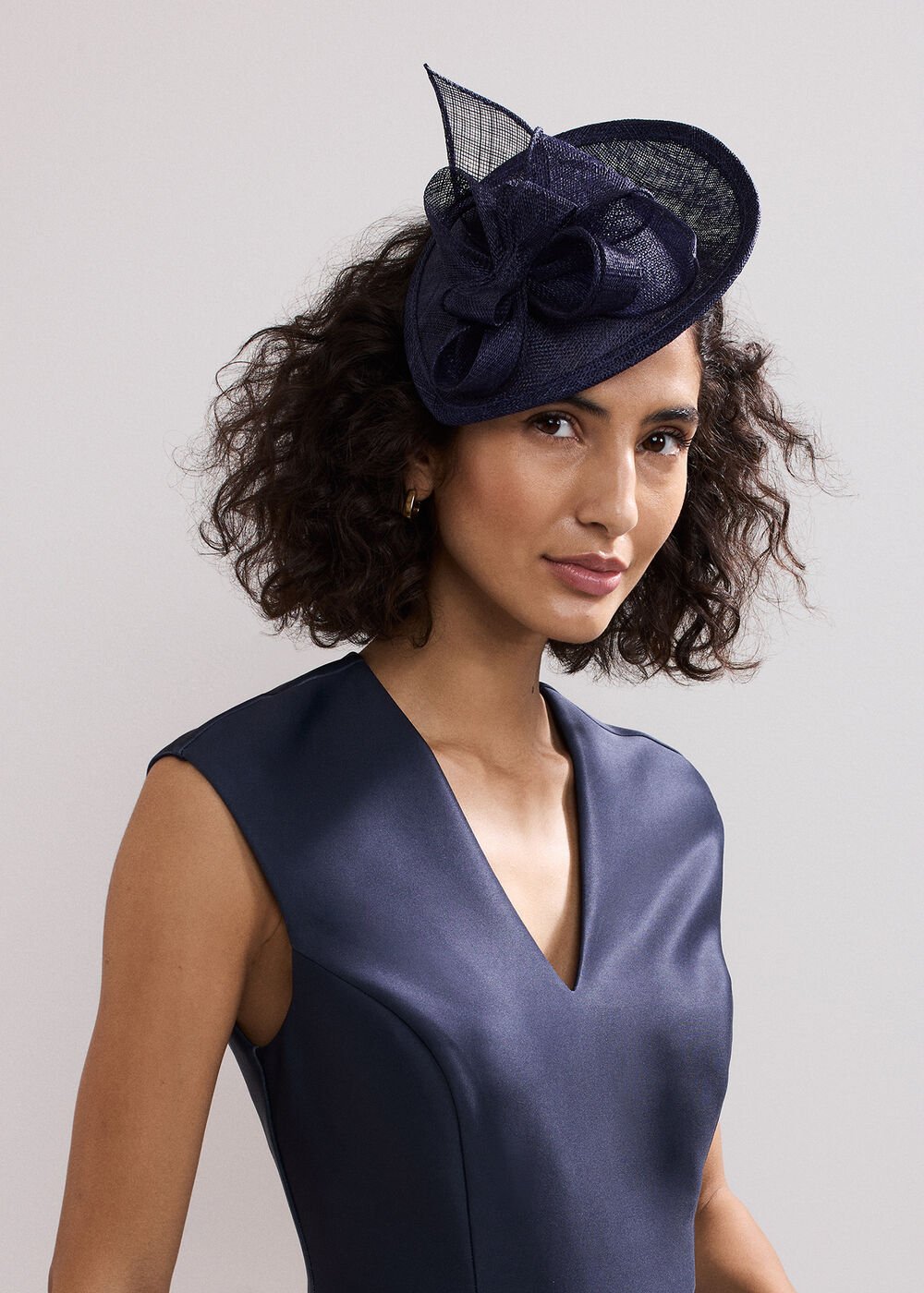Oval Mini Fascinator - Navy