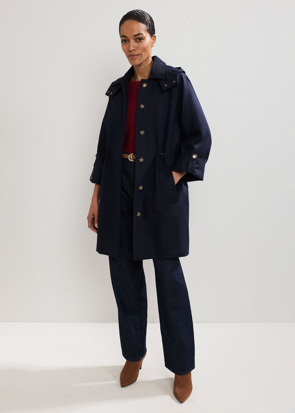 Broddie Hooded Coat - Navy
