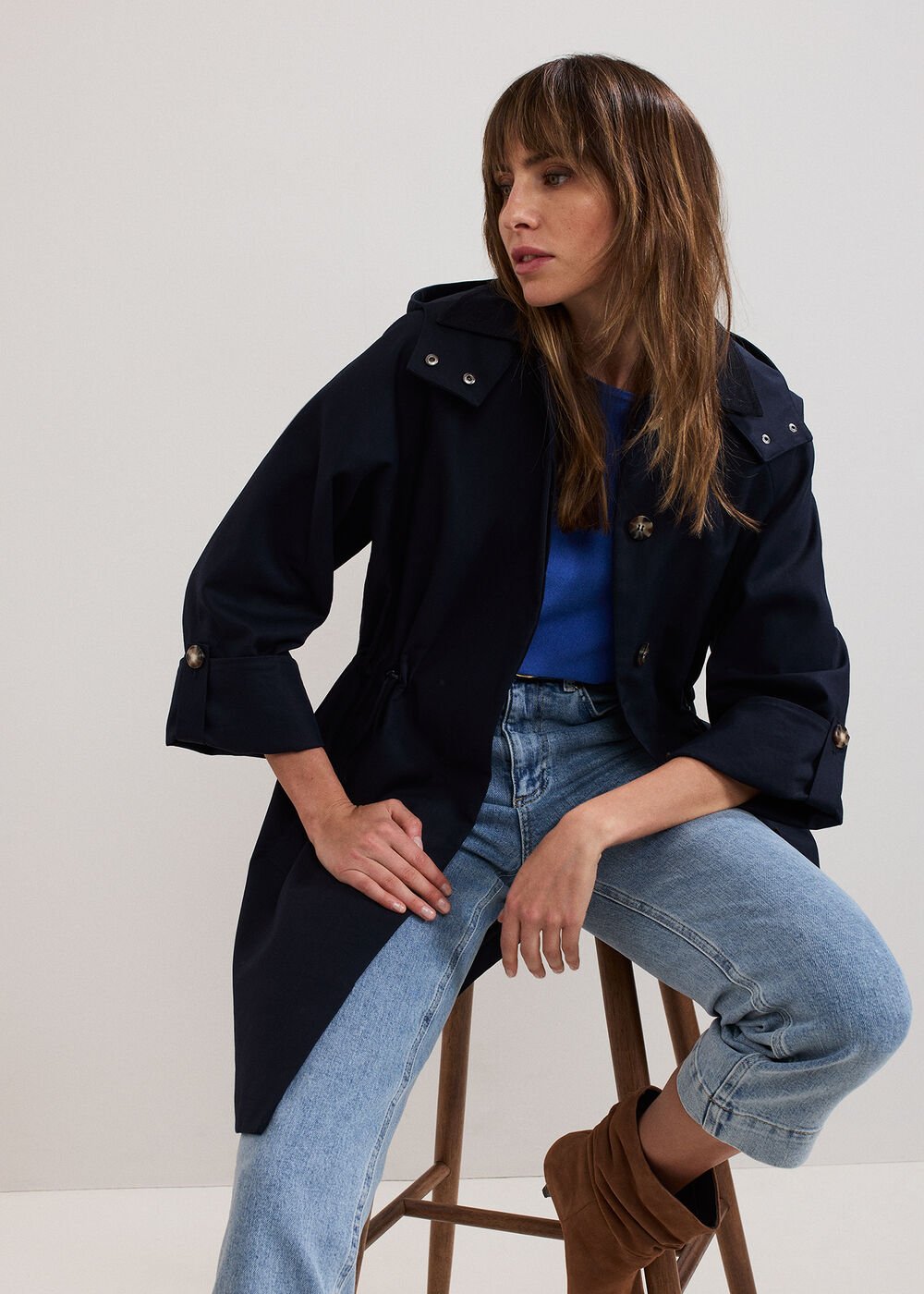 Broddie Hooded Coat - Navy