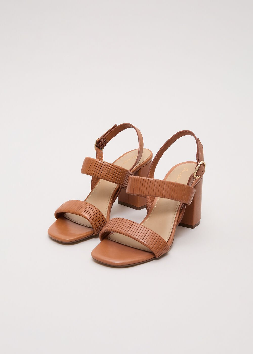 Leather Block Sandal - Tan