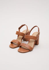 Leather Block Sandal - Tan