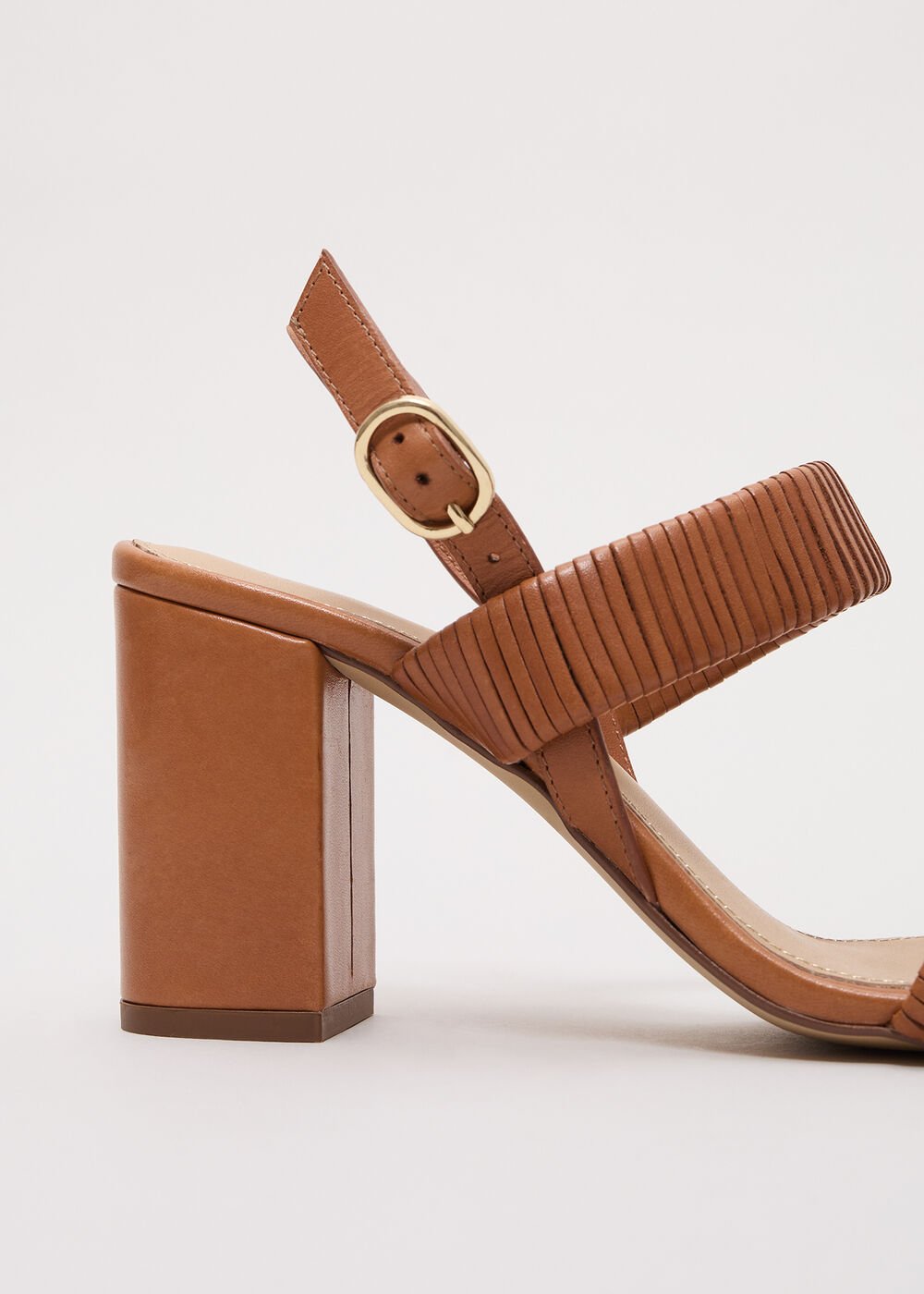 Leather Block Sandal - Tan