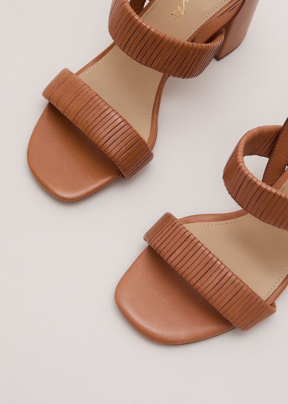 Leather Block Sandal - Tan